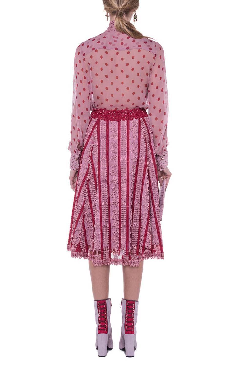 Luisa Beccaria Camicetta in chiffon di seta a pois con fiocco Online