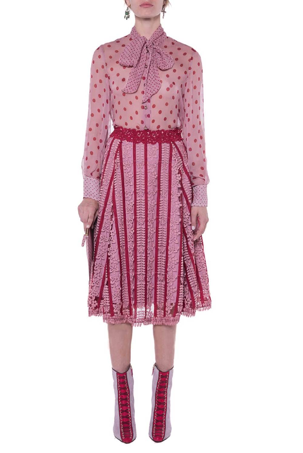 Luisa Beccaria Gonna ricamata in macramè In Vendita