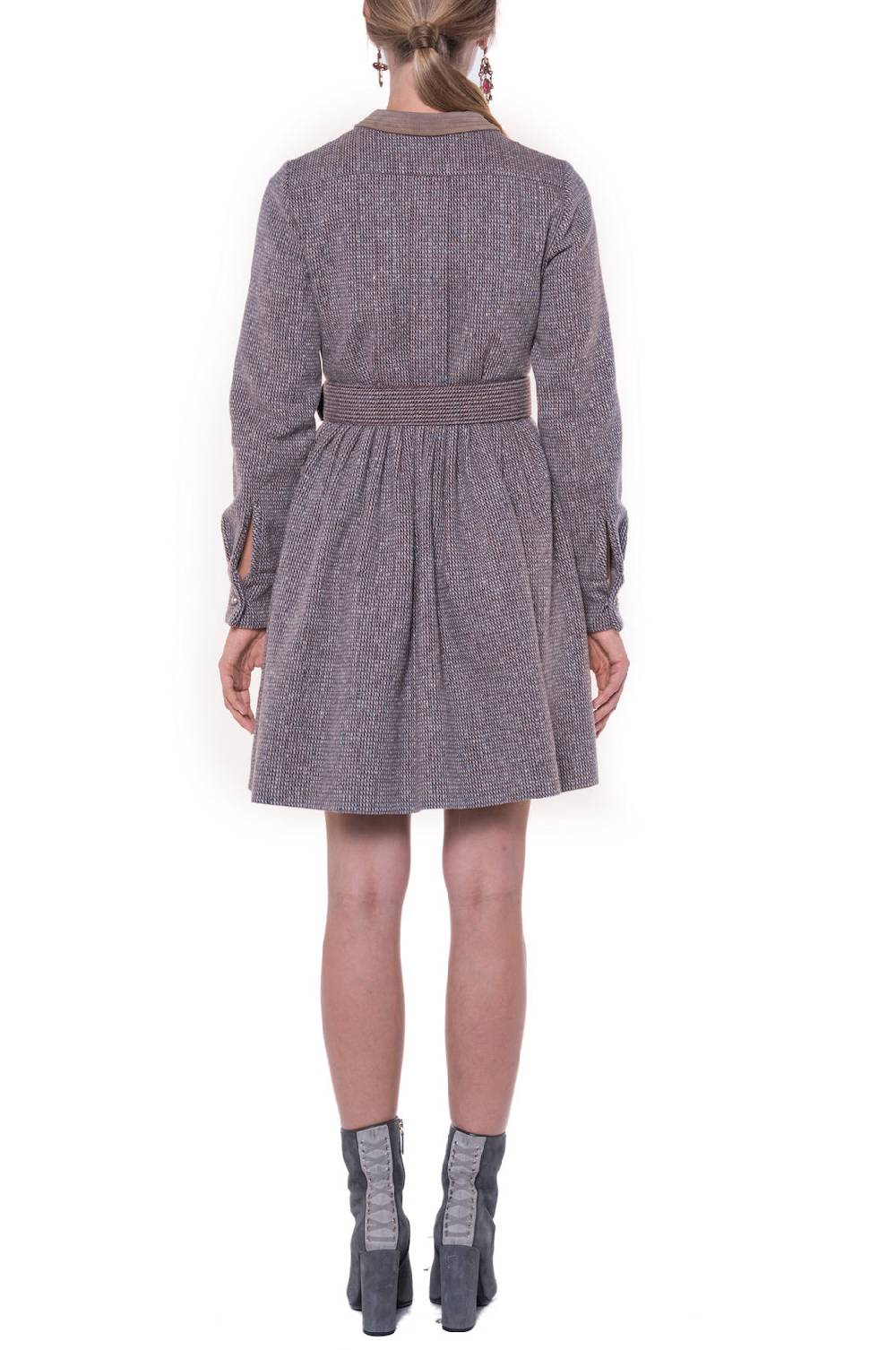 Luisa Beccaria Abito A Maniche Lunghe In Tweed Con Ricamo Vendita Calda