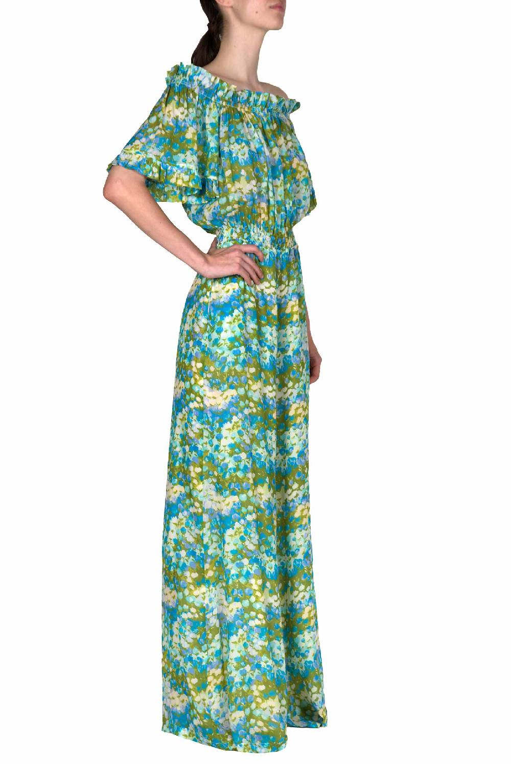 Luisa Beccaria Tuta blu Monet con spalle scoperte Promozione