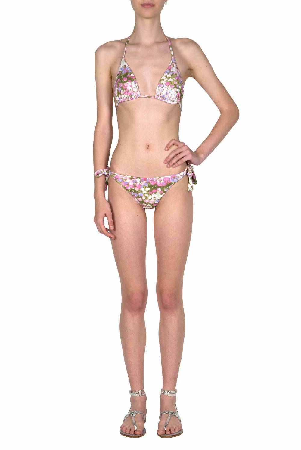 Luisa Beccaria Bikini Triangolo E Slip Rosa Monet Sottocosto