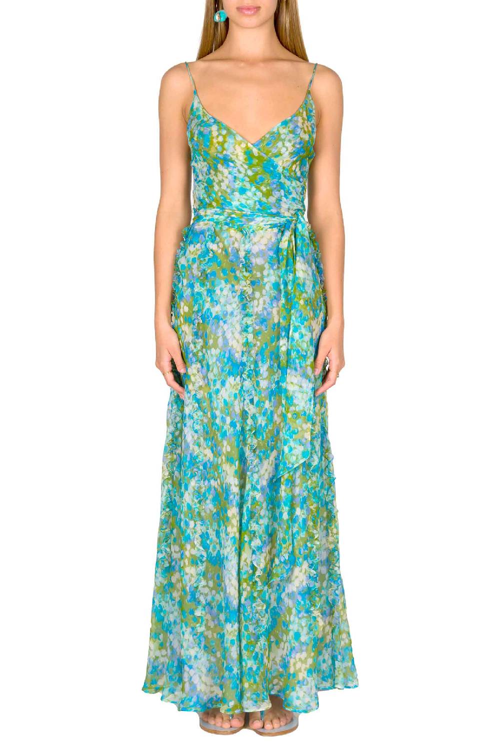 Luisa Beccaria Abito in chiffon stampato Nereida Monet Affare Del Giorno