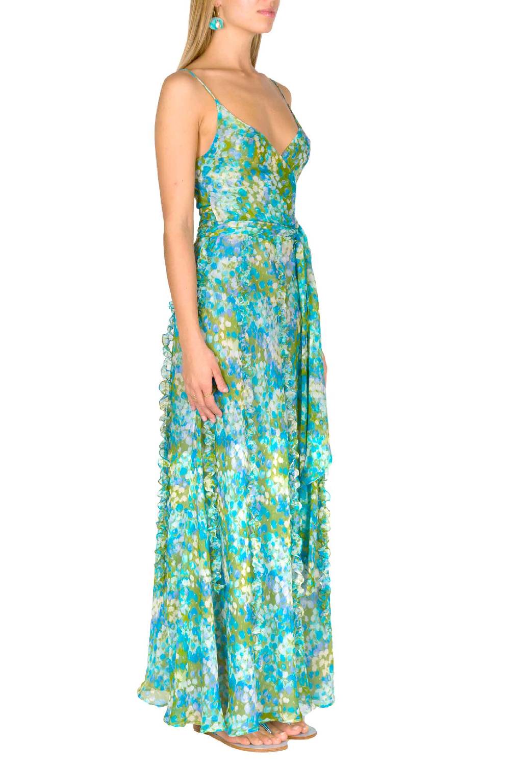 Luisa Beccaria Abito in chiffon stampato Nereida Monet Affare Del Giorno
