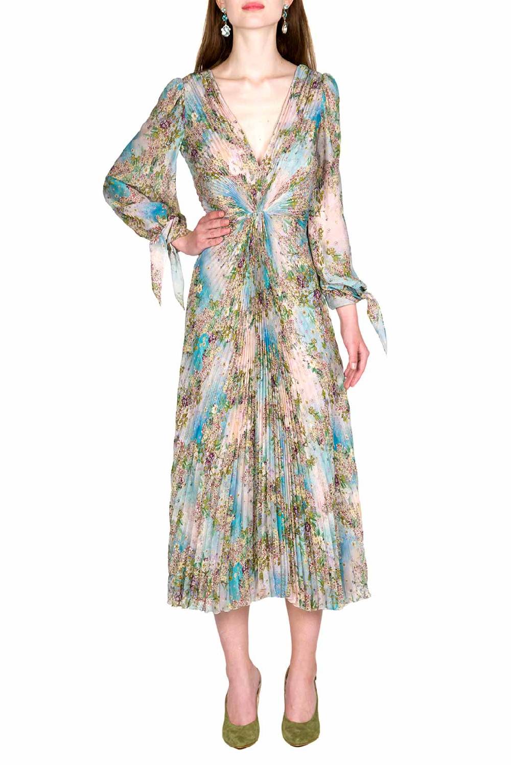 Luisa Beccaria Abito in chiffon con stampa floreale Sottocosto
