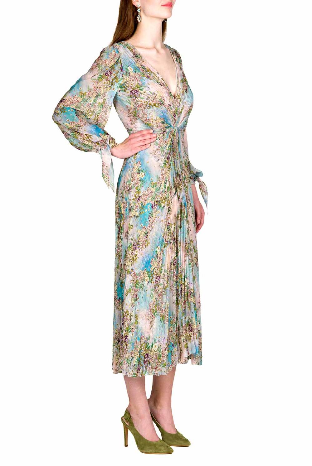 Luisa Beccaria Abito in chiffon con stampa floreale Sottocosto