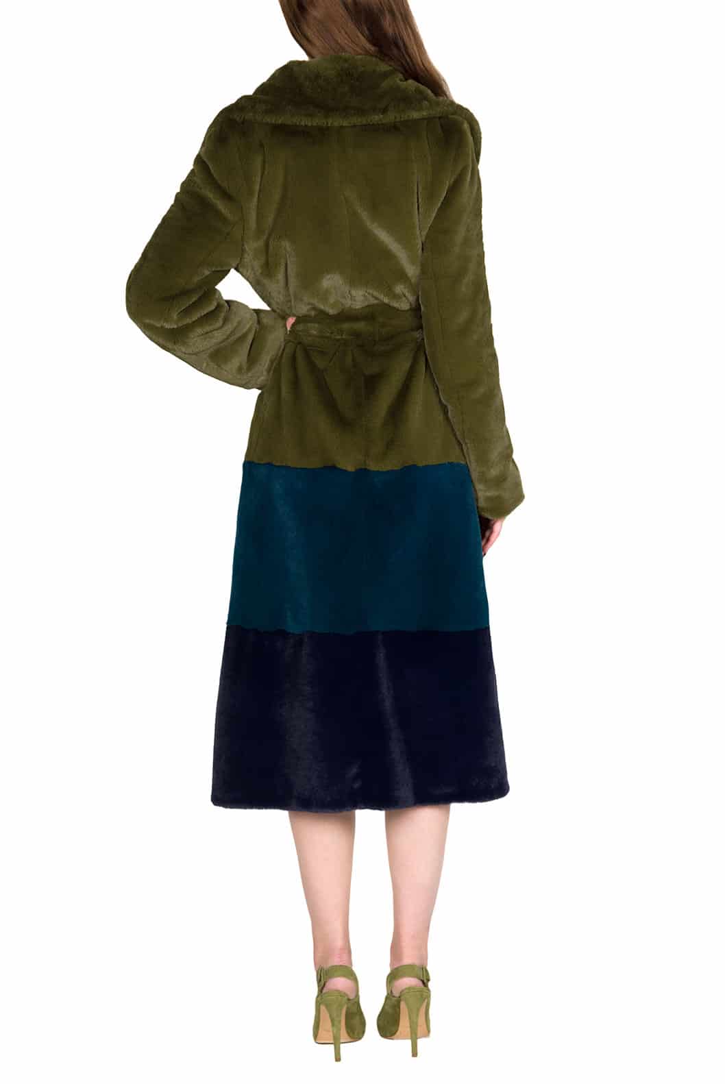 Luisa Beccaria Cappotto in pelliccia sintetica colorblock Convenienza