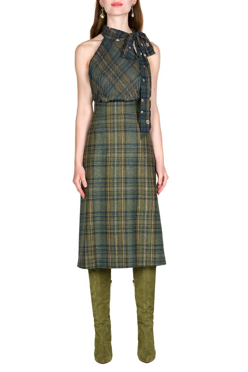 Luisa Beccaria Camicetta in chiffon di seta scozzese con fiocco Online