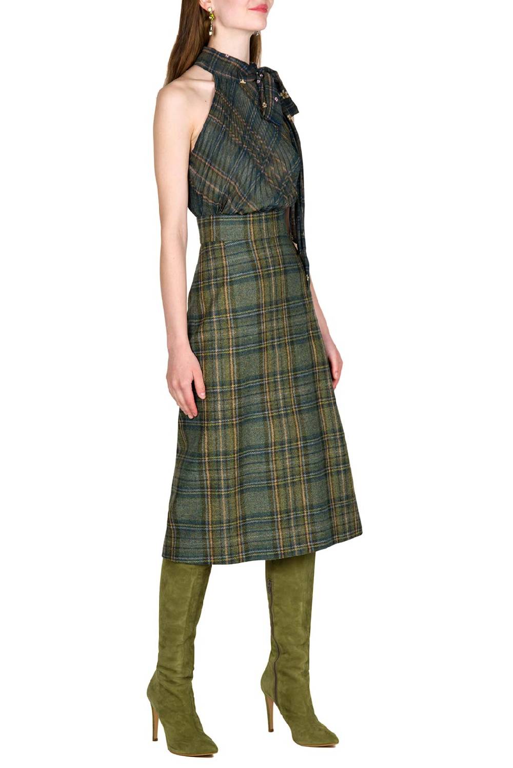 Luisa Beccaria Camicetta in chiffon di seta scozzese con fiocco Online