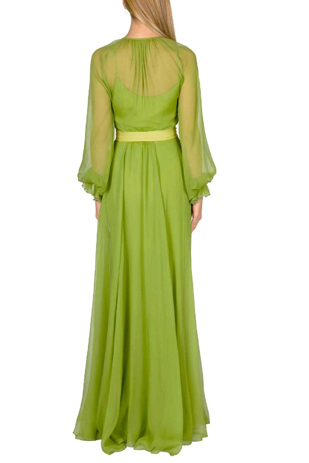 Luisa Beccaria Maxi abito in chiffon verde lime I Più Venduti
