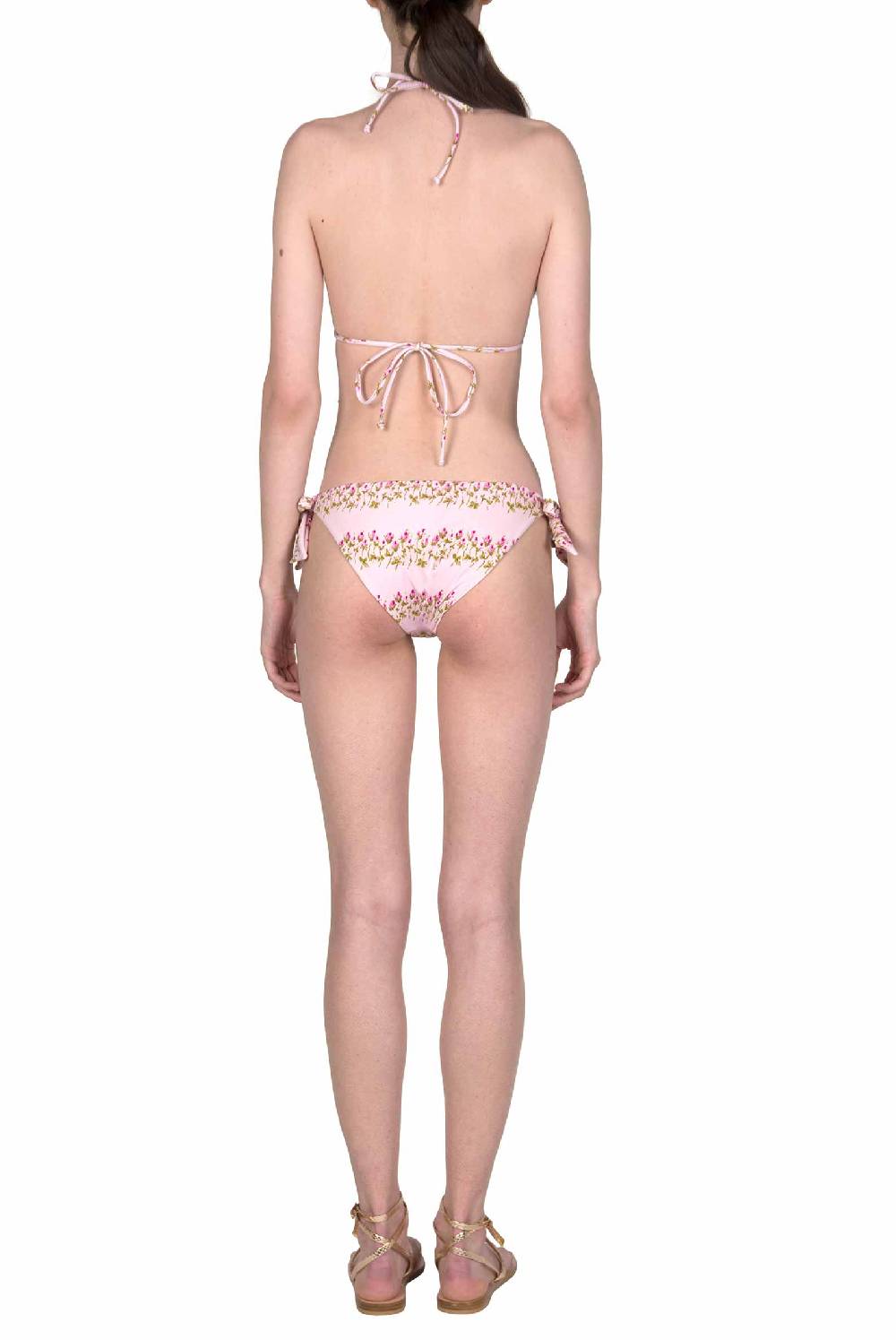 Luisa Beccaria Bikini a triangolo e slip a righe fiorite rosa Vendite Flash