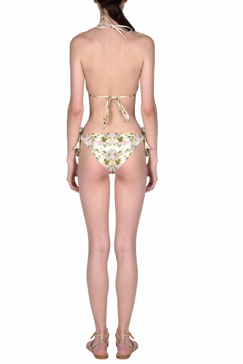 Luisa Beccaria Bikini Triangolo E Slip Rose Sbocciate Double Face Moda