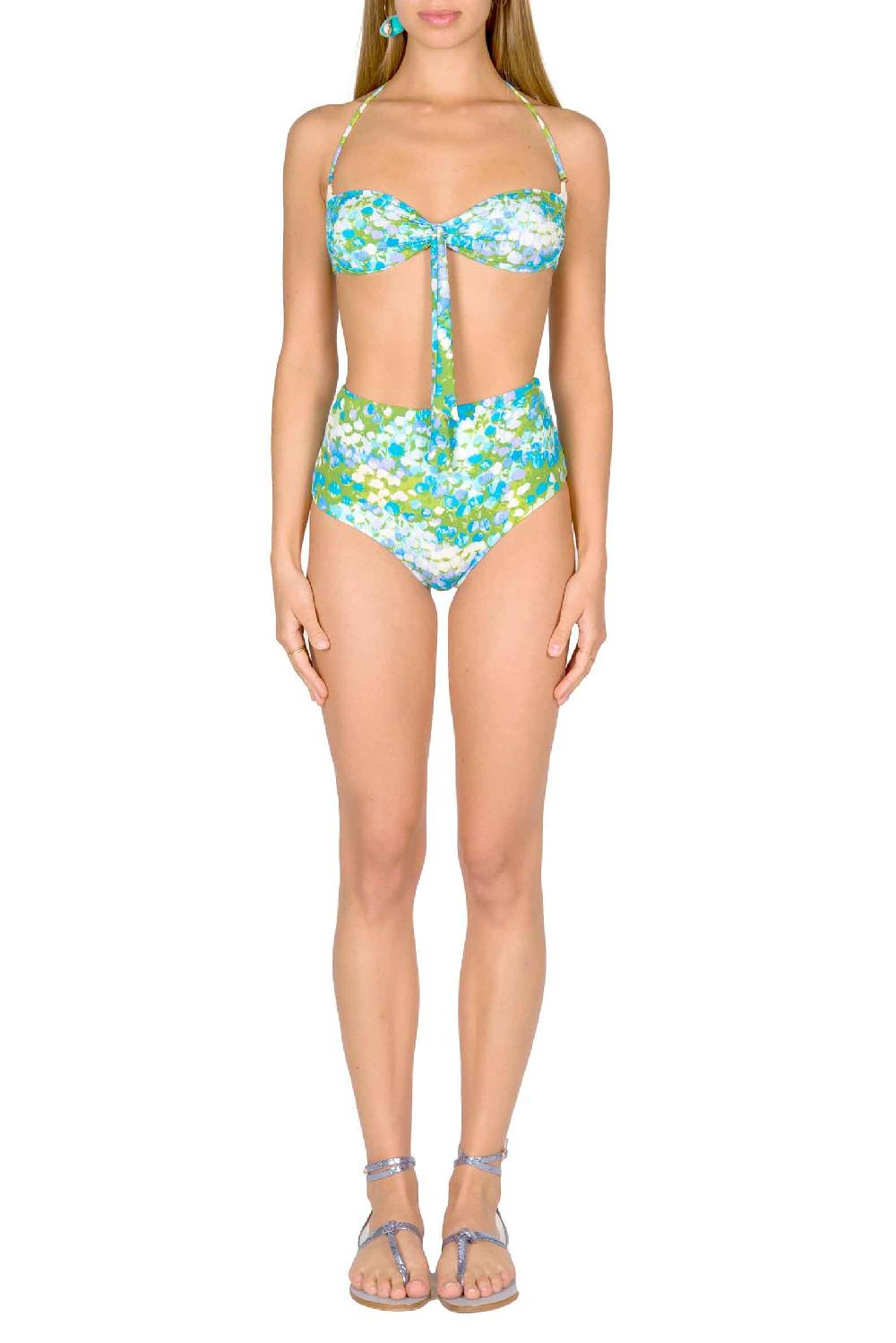 Luisa Beccaria Bikini Fascia E Slip A Vita Alta Turchese Monet Vendita
