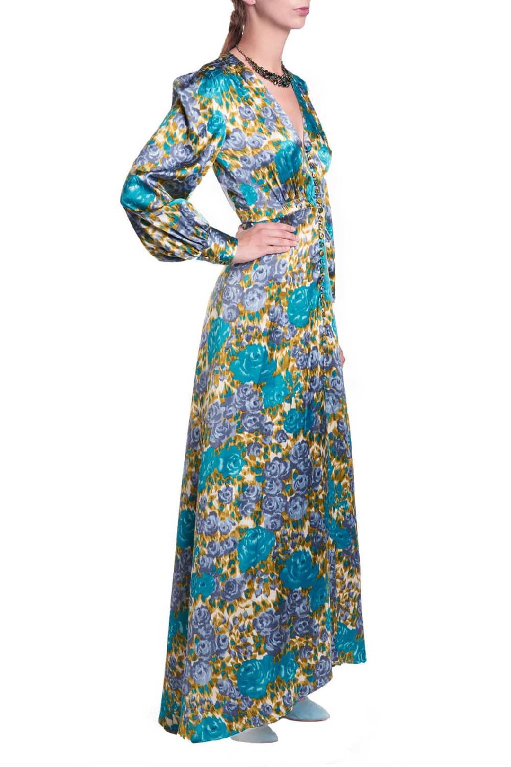 Luisa Beccaria Abito Bottoncino Elasticizzato Stampato Sconto