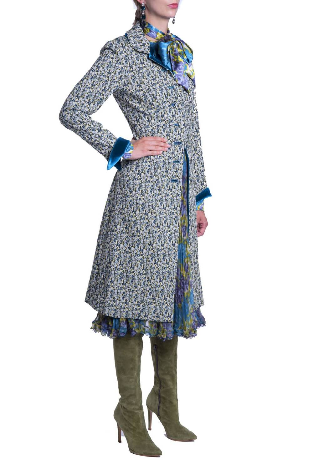 Luisa Beccaria Cappotto in micro jacquard floreale Offerta