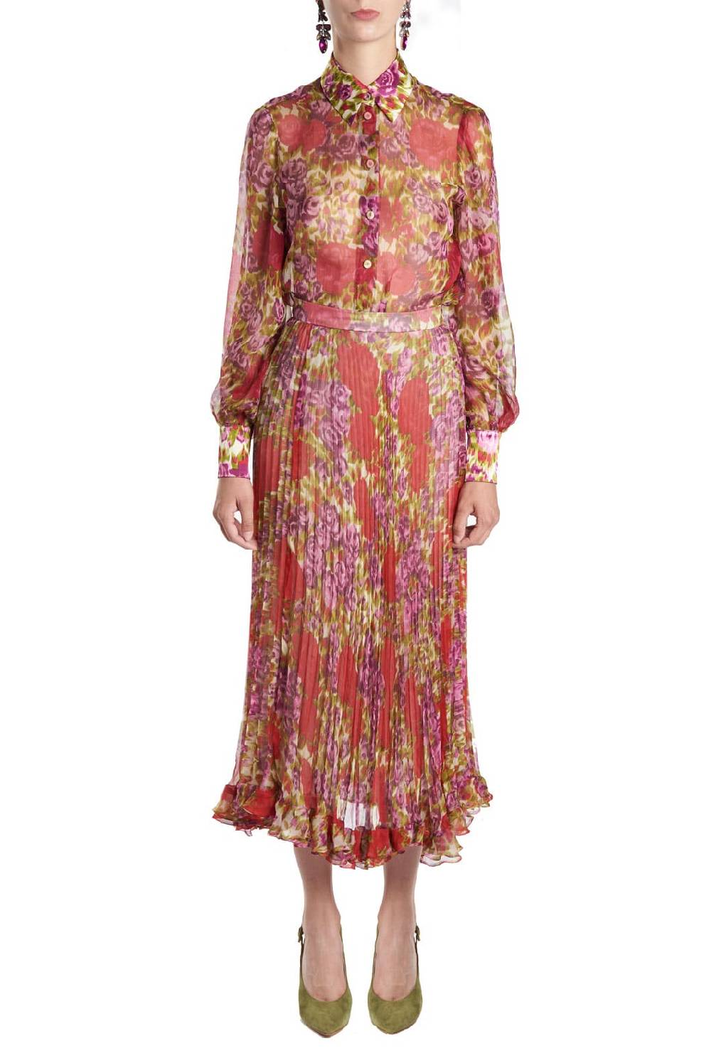Luisa Beccaria Camicetta in chiffon di seta floreale In Vendita