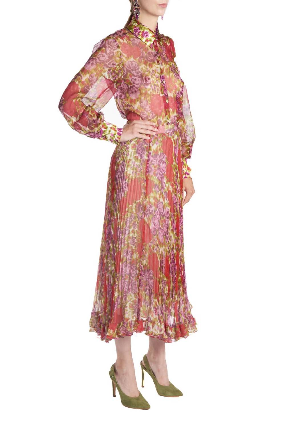 Luisa Beccaria Camicetta in chiffon di seta floreale In Vendita