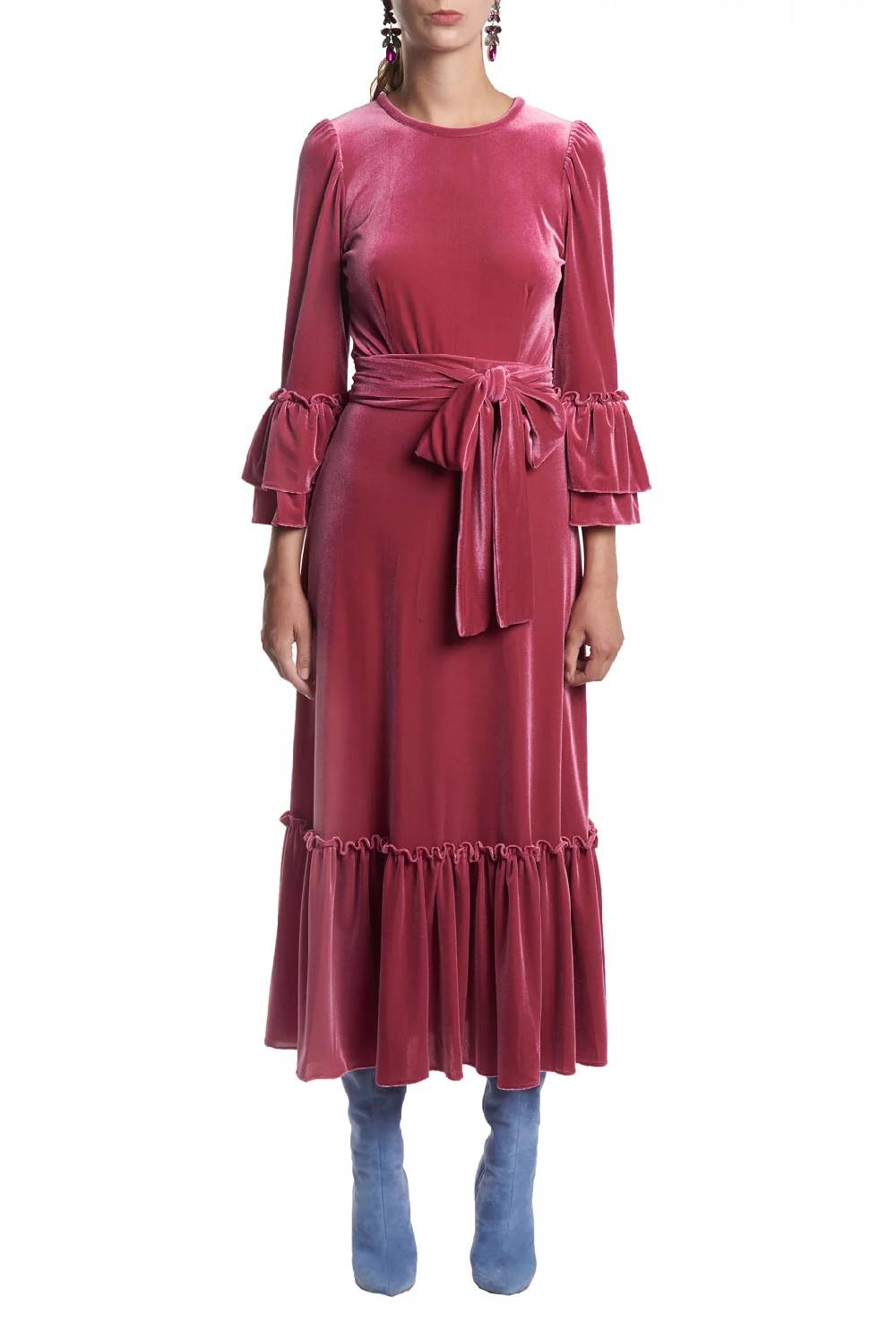 Luisa Beccaria Abito midi in velluto elasticizzato Saldi