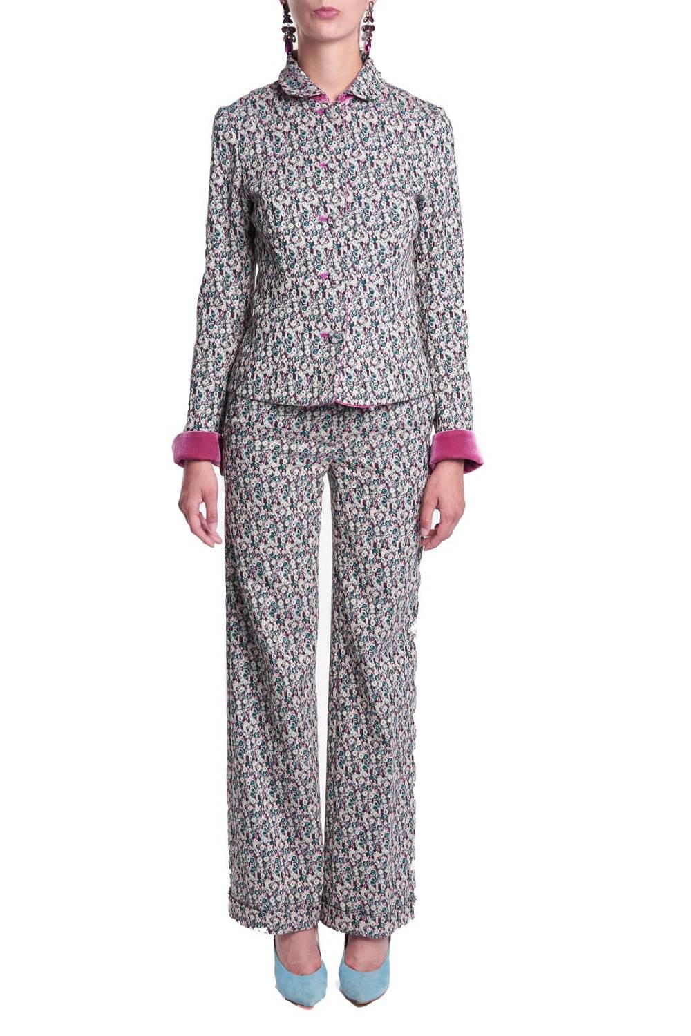 Luisa Beccaria Giacca in micro jacquard floreale Offerte