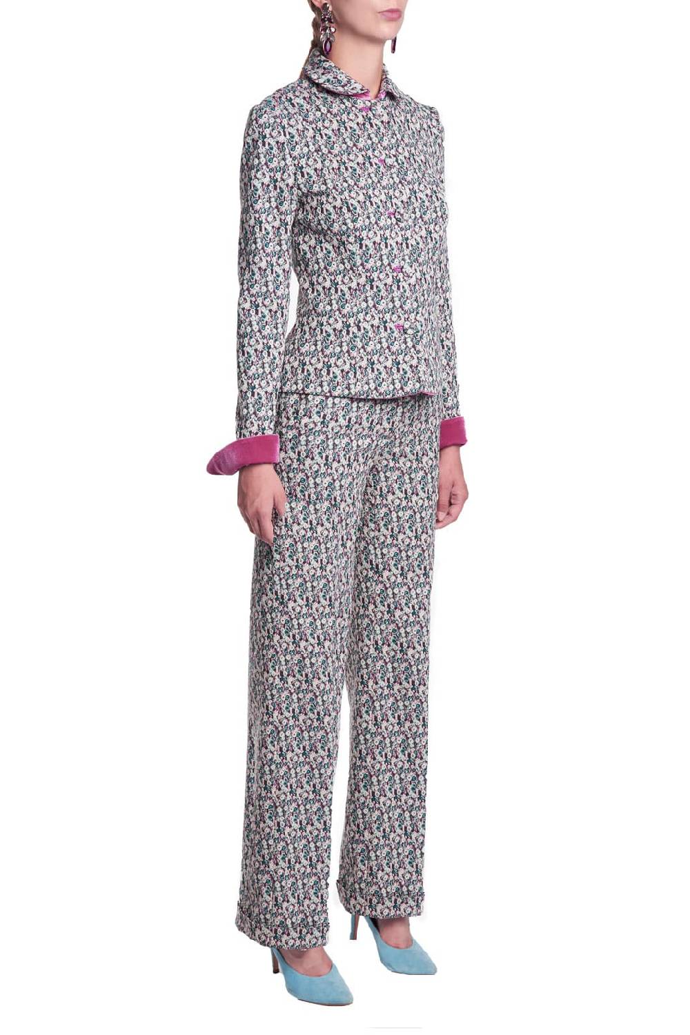 Luisa Beccaria Giacca in micro jacquard floreale Offerte