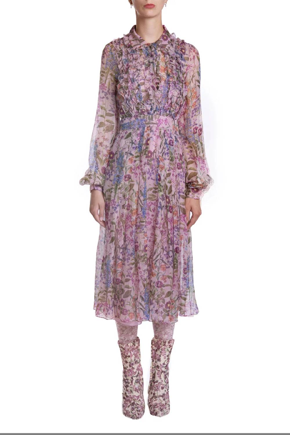 Luisa Beccaria Abito in chiffon stampato In Saldo