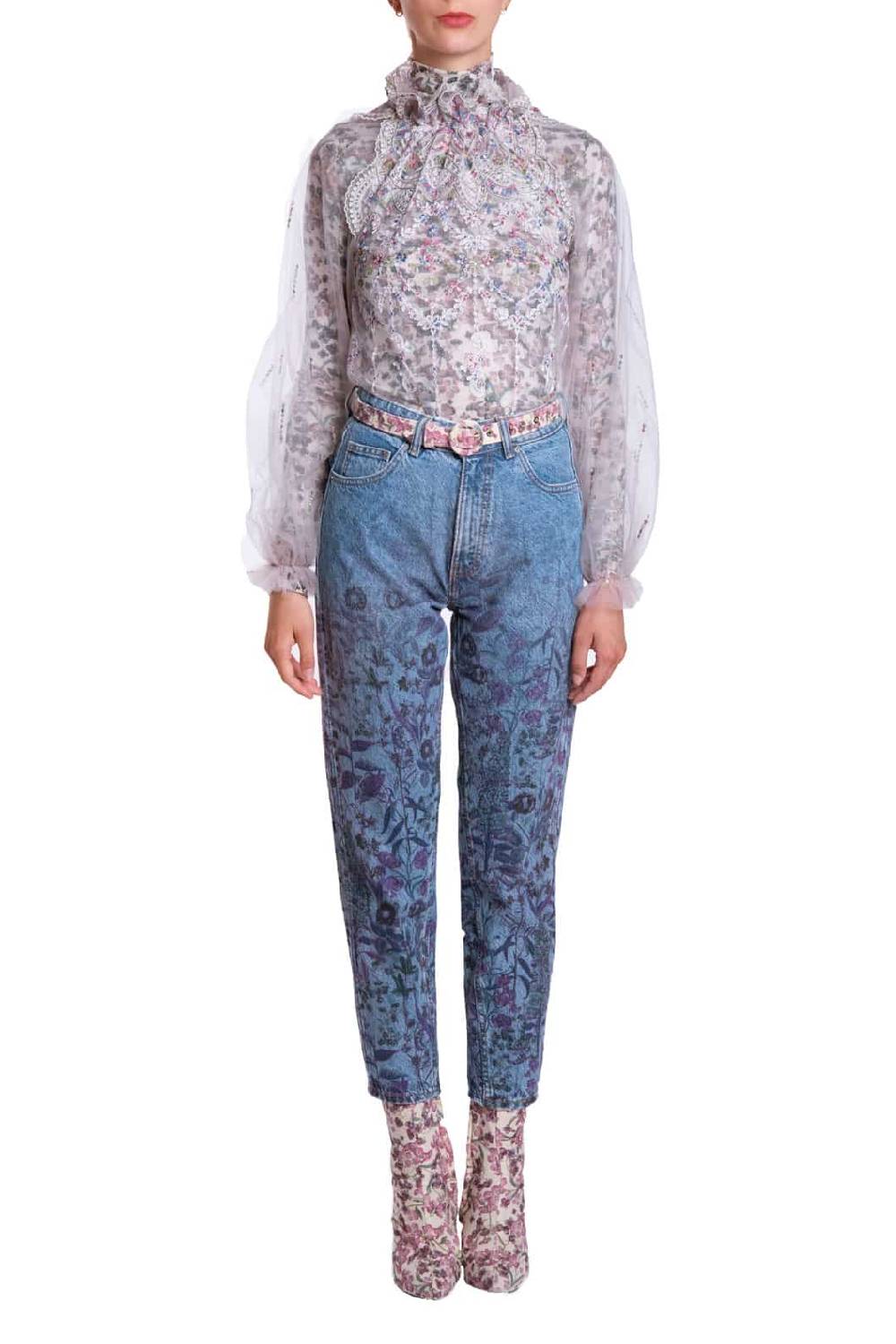 Luisa Beccaria Jeans stampati floreali Nuova