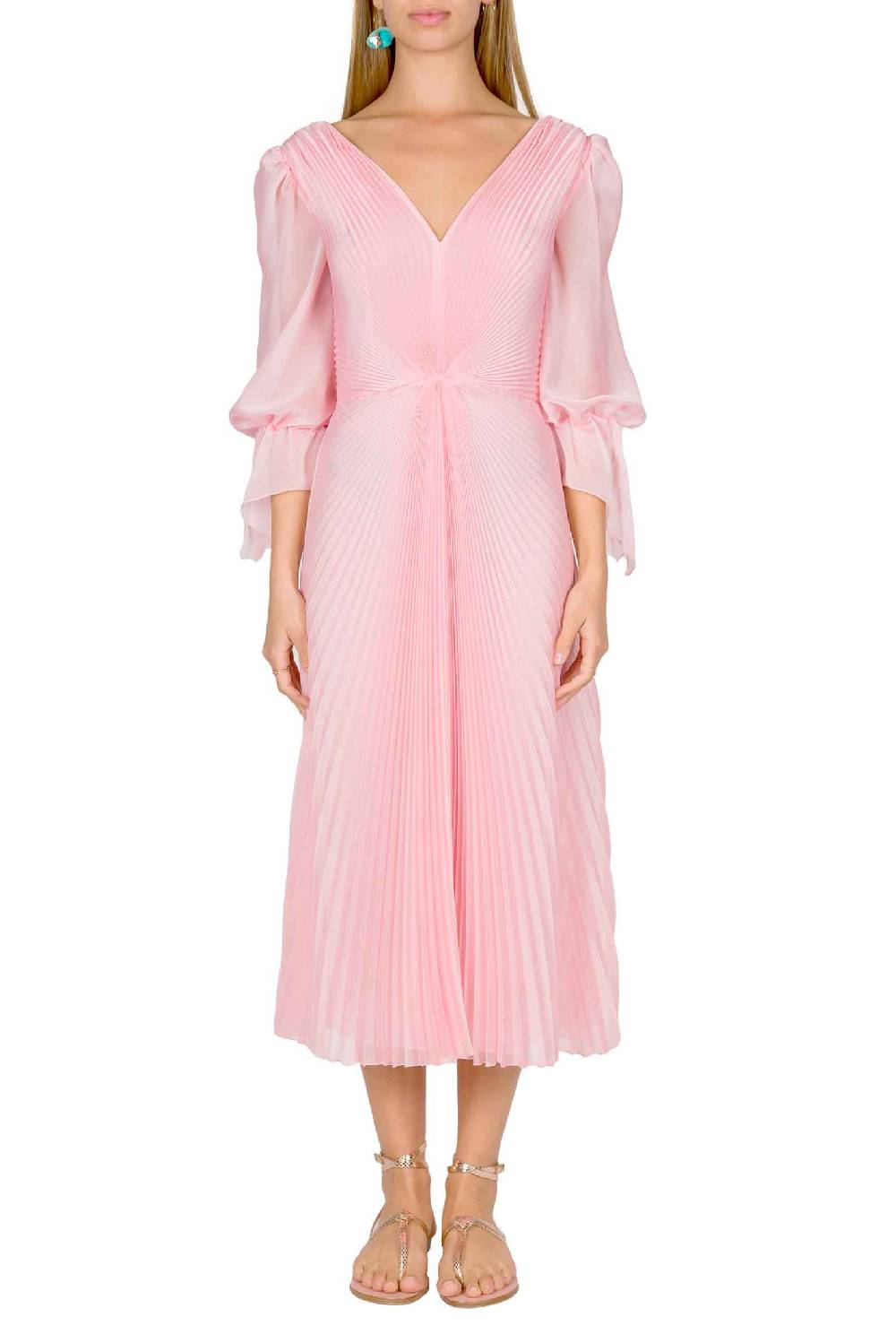 Luisa Beccaria Abito longuette in chiffon plissettato Angelina Novità