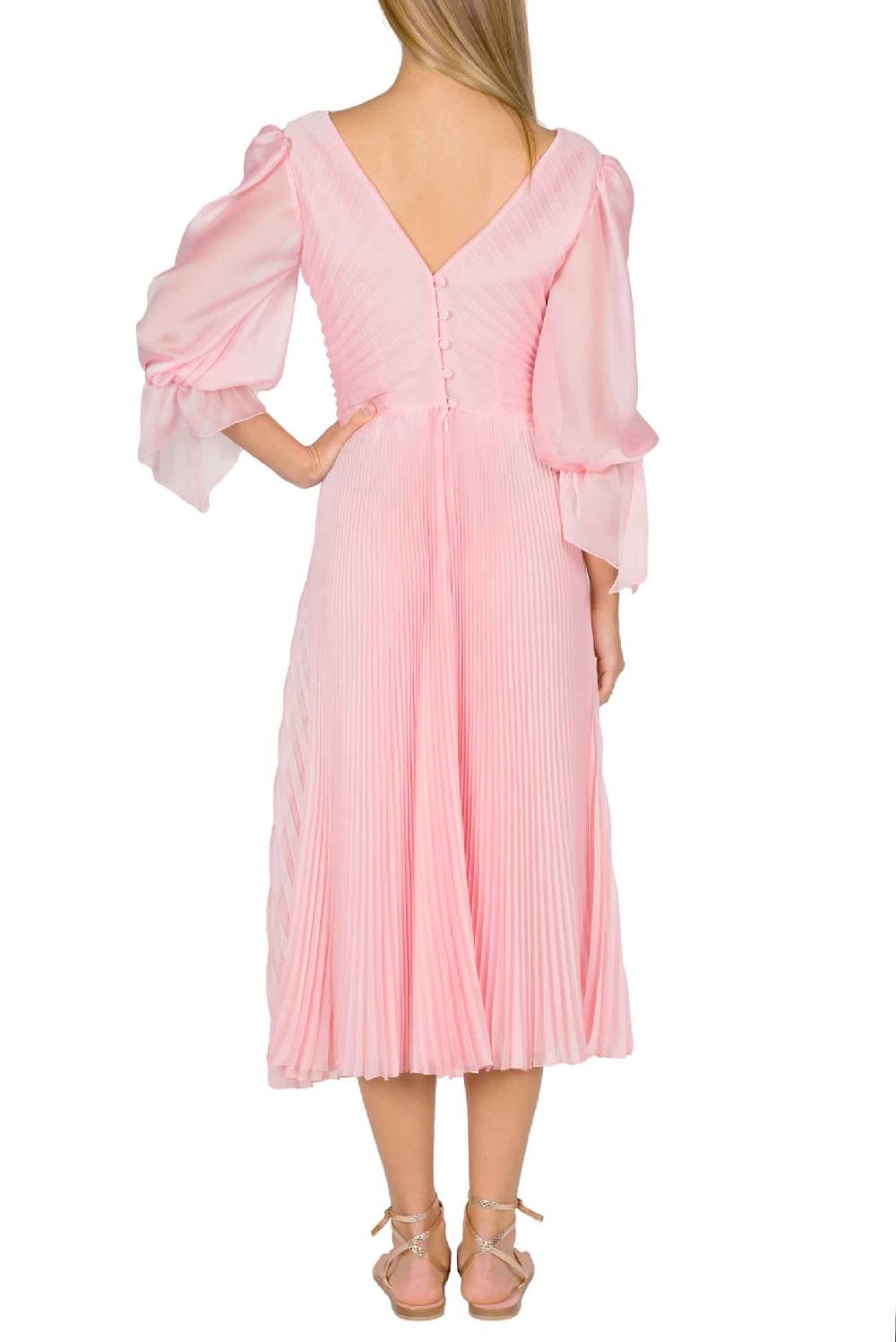Luisa Beccaria Abito longuette in chiffon plissettato Angelina Novità