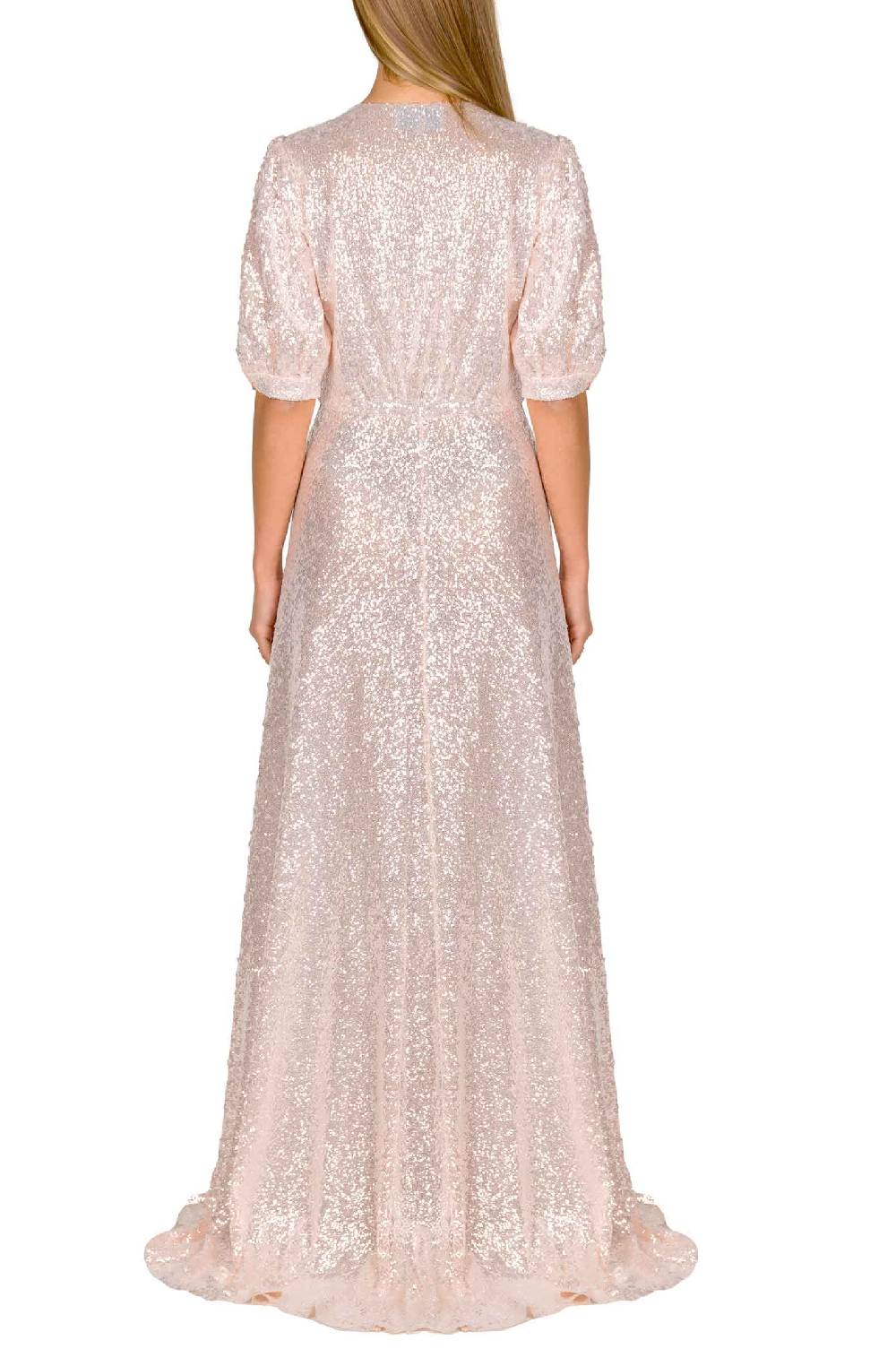 Luisa Beccaria Abito con bottoni in paillettes rosa Presa