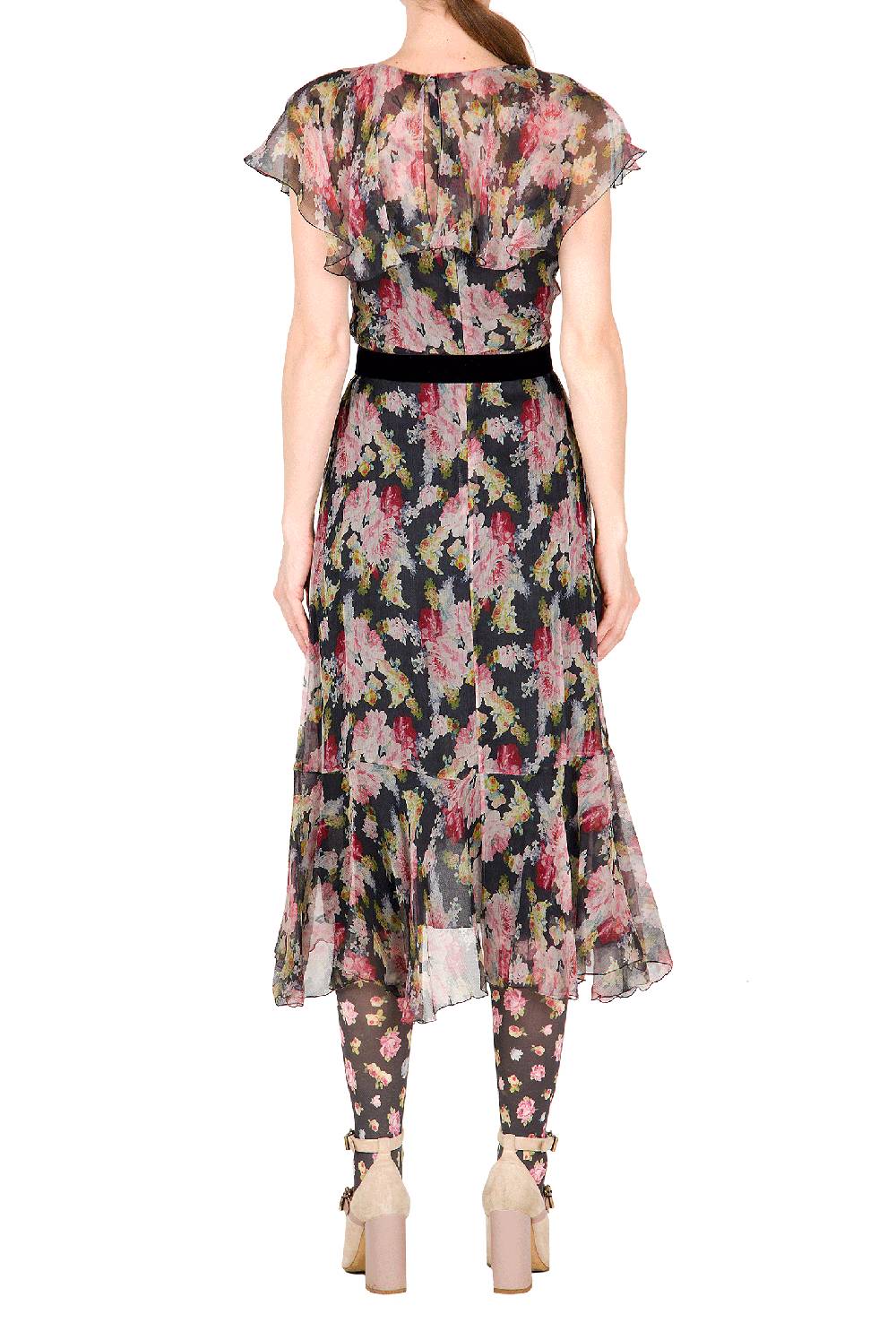 Luisa Beccaria Abito a portafoglio in chiffon floreale In Vendita