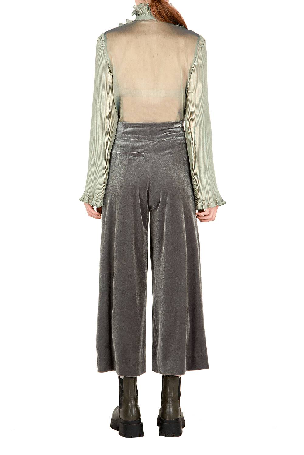 Luisa Beccaria Pantaloni in velluto SALVIA Saldi
