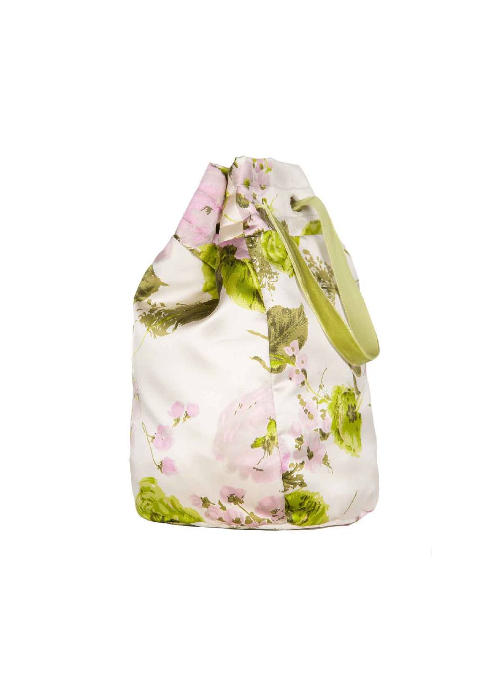 Luisa Beccaria Borsa a secchiello in seta con rose in fiore Negozi Online