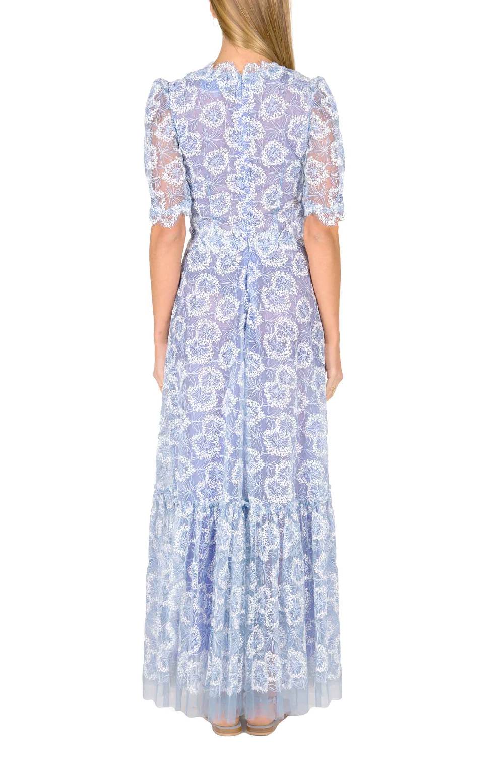 Luisa Beccaria Abito midi con volant e ricami floreali Outlet