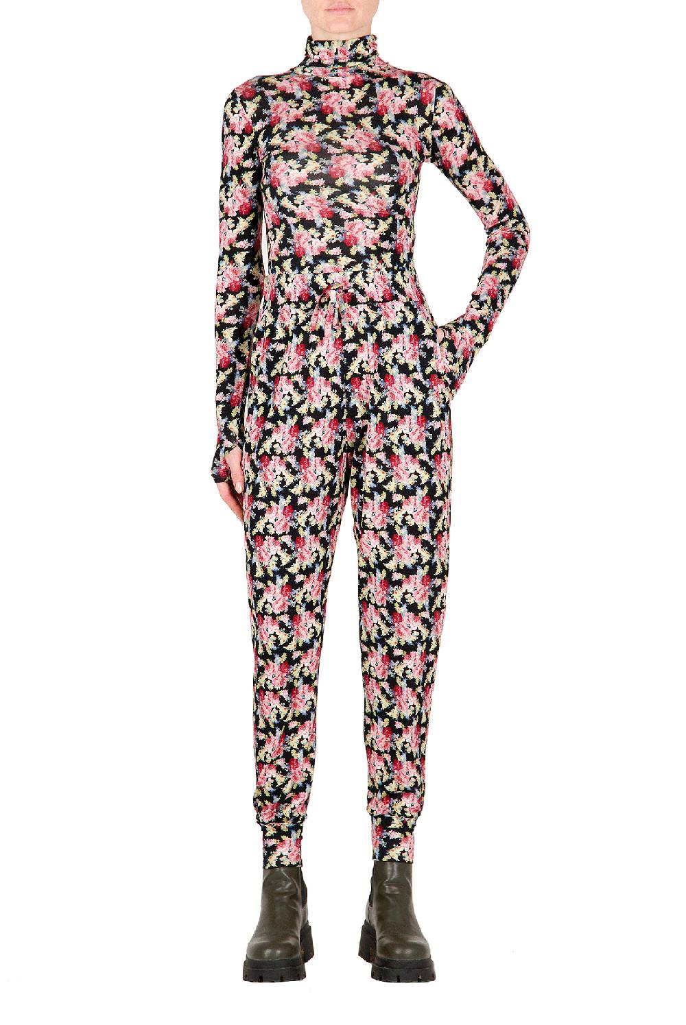 Luisa Beccaria Leggings Neri Floreali Italy