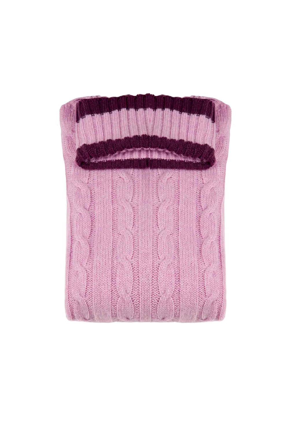 Luisa Beccaria Maglione dolcevita in cashmere a trecce rosa Nuovo