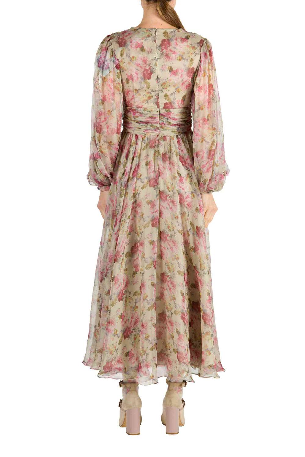 Luisa Beccaria Abito in chiffon con rose stampate Convenienza