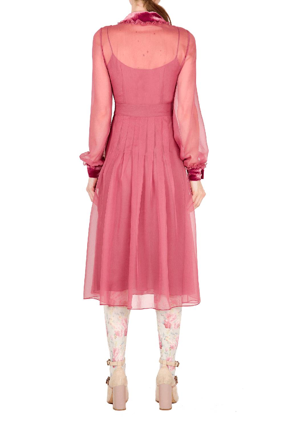 Luisa Beccaria Abito in chiffon con passamaneria in velluto Novità