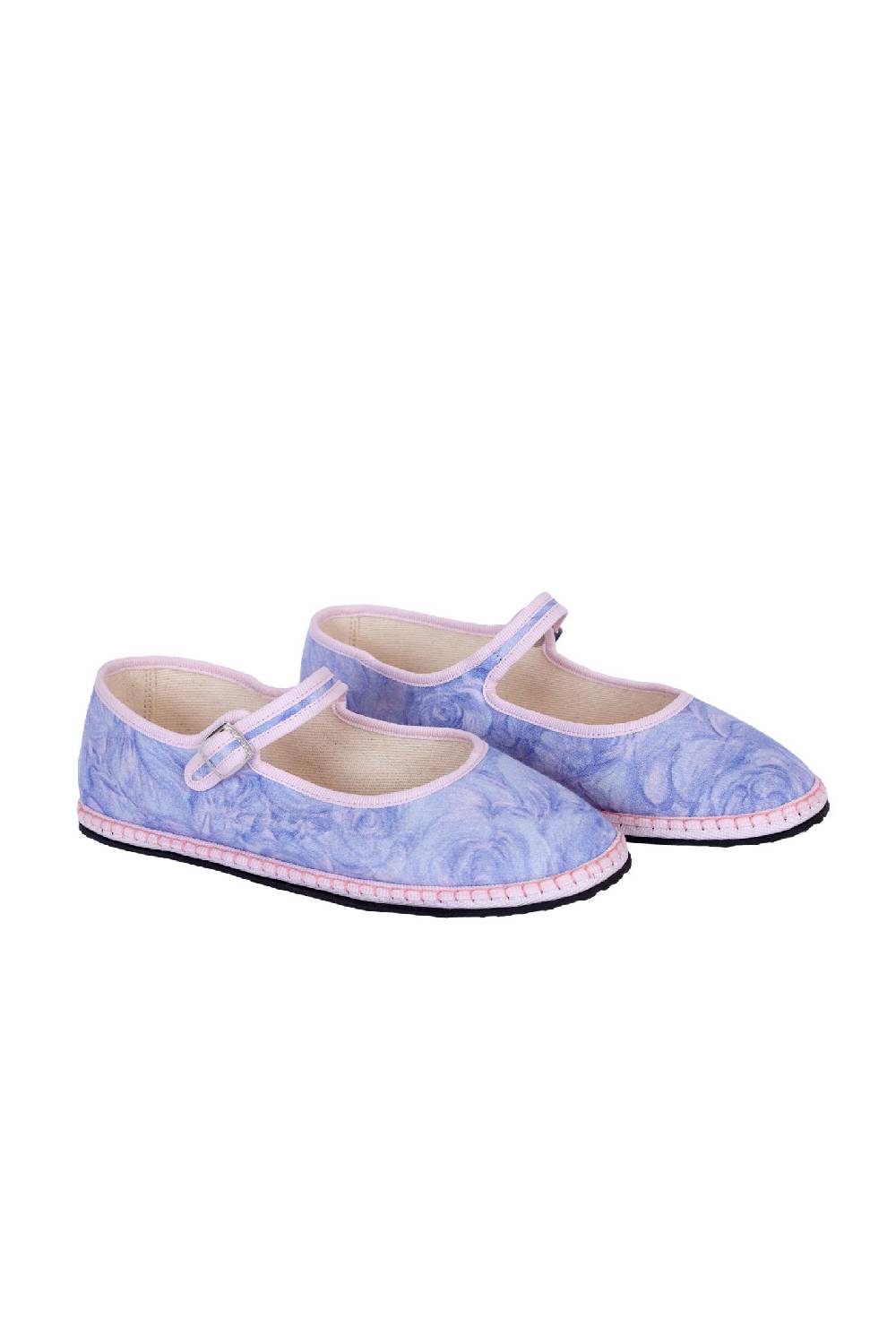 Luisa Beccaria Mocassini Mary Jane Vibi con rose lilla Negozi Online
