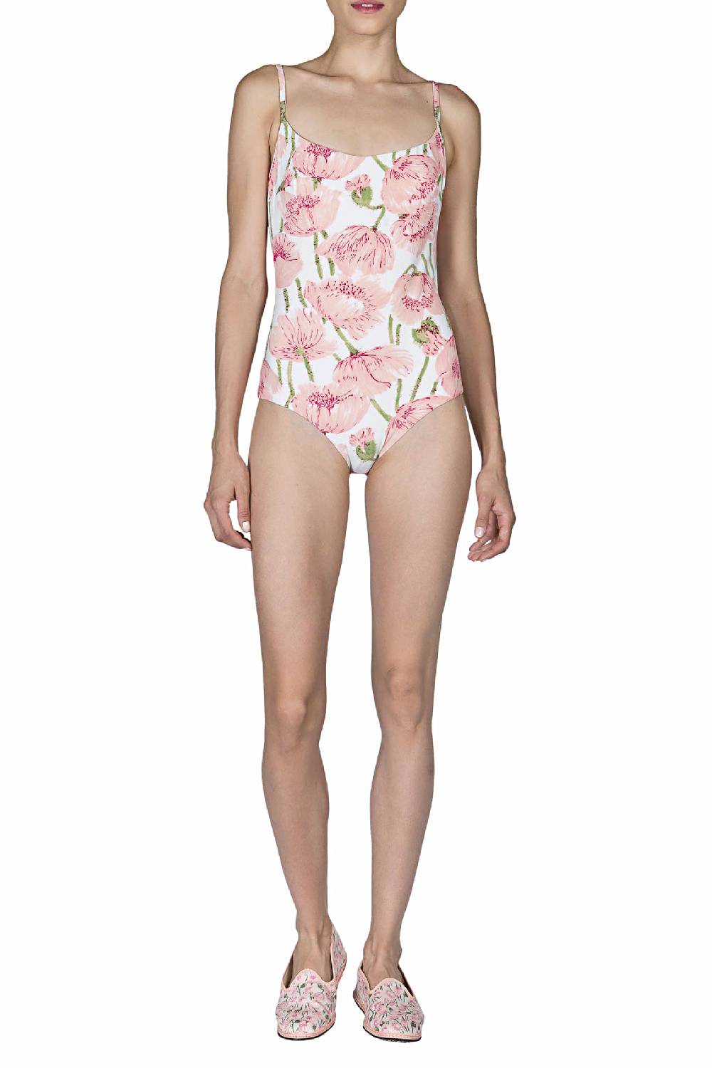 Luisa Beccaria Costume Intero Papaveri Rosa Double Face Affare Del Giorno