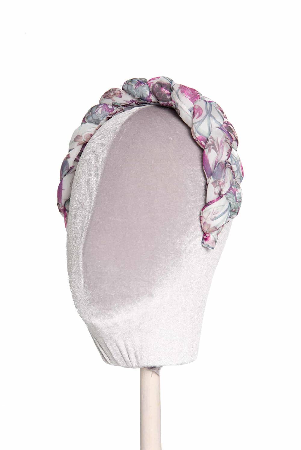 Luisa Beccaria Fascia per capelli intrecciata in chiffon di seta floreale Convenienza