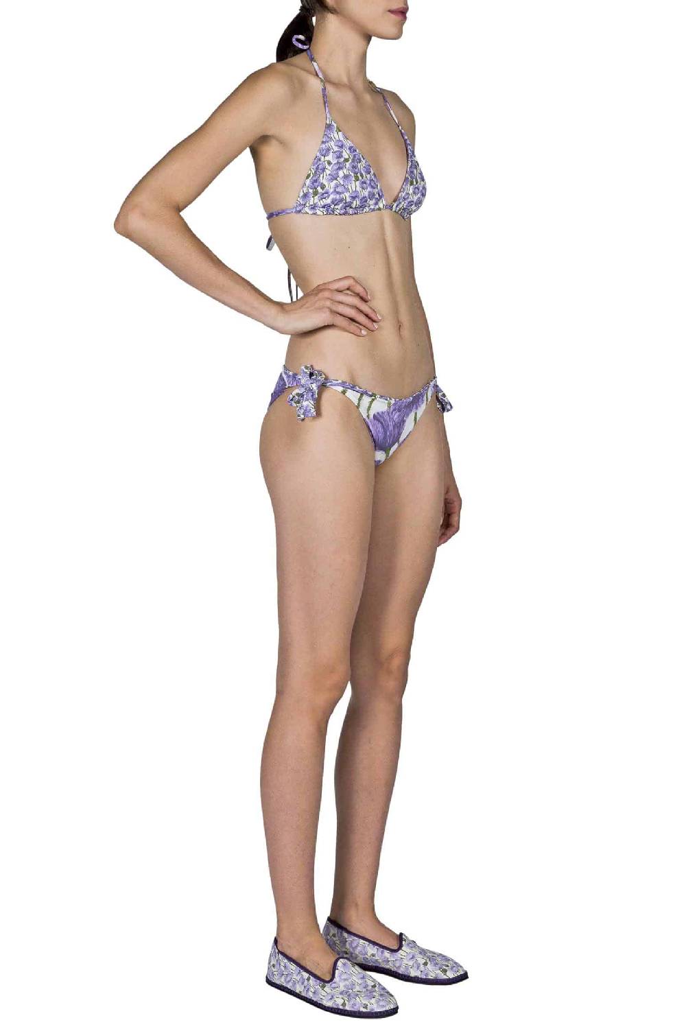 Luisa Beccaria Bikini Triangolo E Slip Lilla Papaveri Double Face I Più Venduti