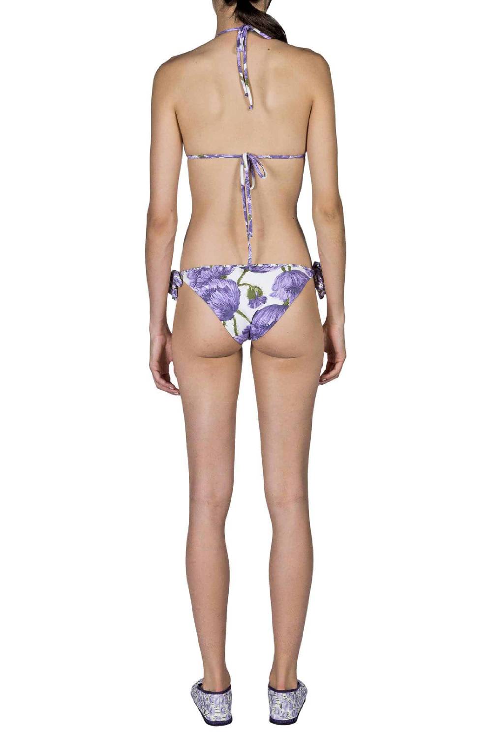 Luisa Beccaria Bikini Triangolo E Slip Lilla Papaveri Double Face I Più Venduti