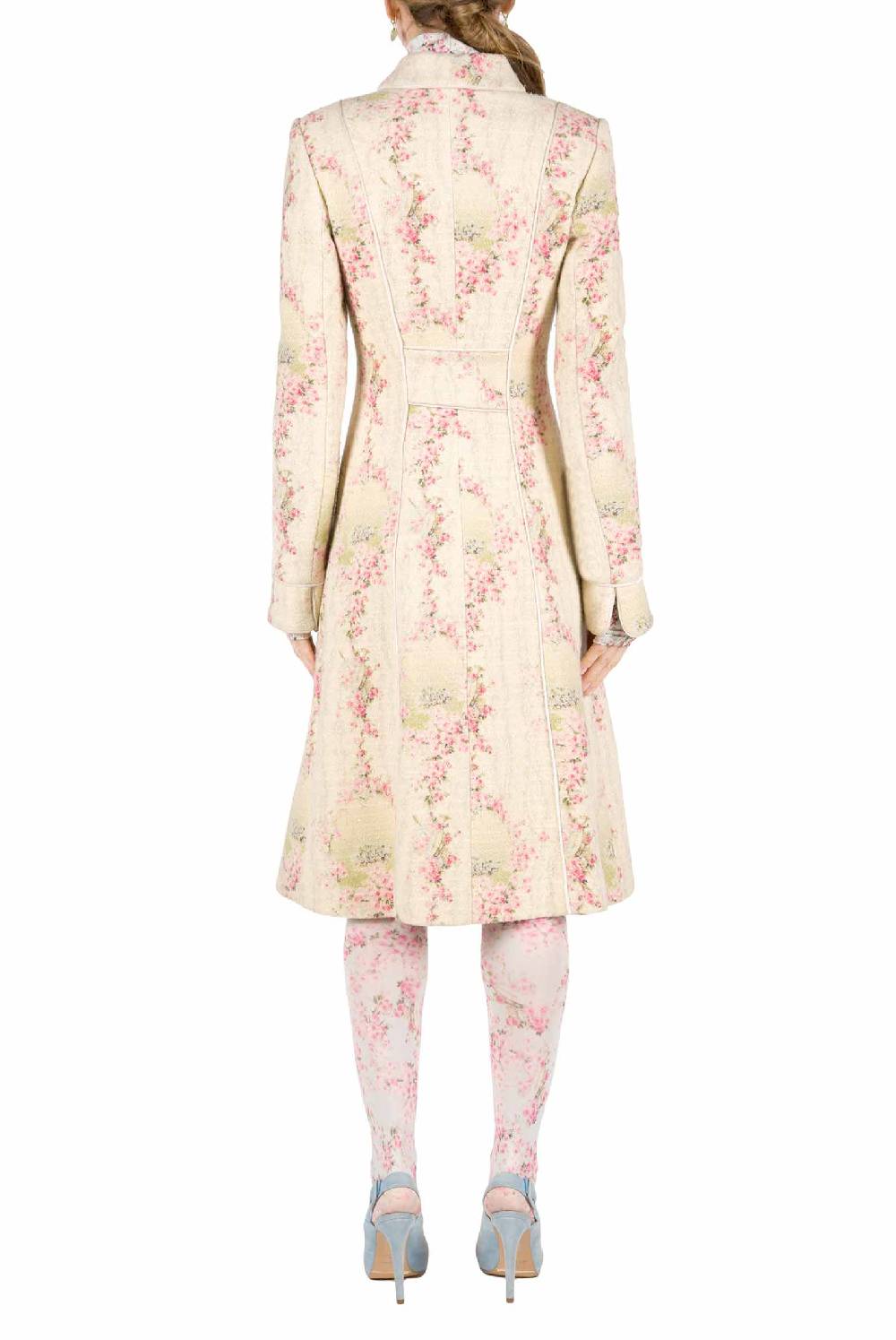 Luisa Beccaria Cappotto Cerchio Di Rose In Lana Con Lurex Promozione