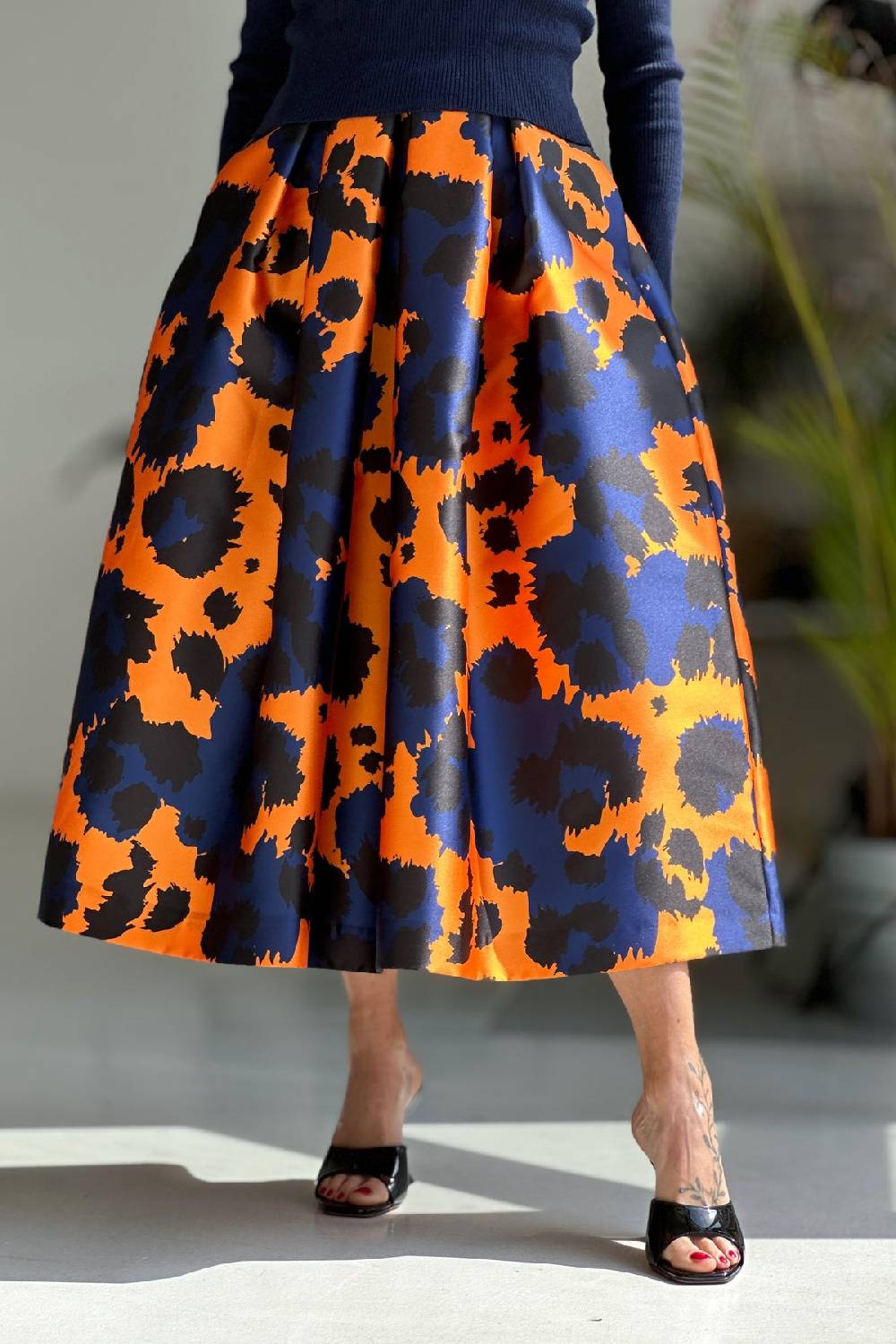 Lunatica Milano Gonna Animalier Orange Blu In Vendita