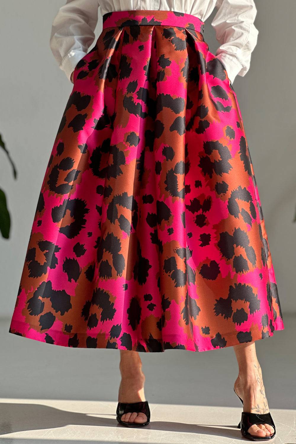 Lunatica Milano Gonna Animalier Fucsia Brown Italy