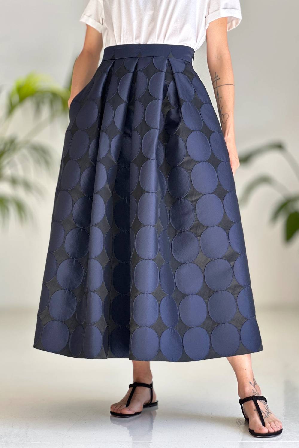 Lunatica Milano Gonna midi Pois Black/Blu Vendita