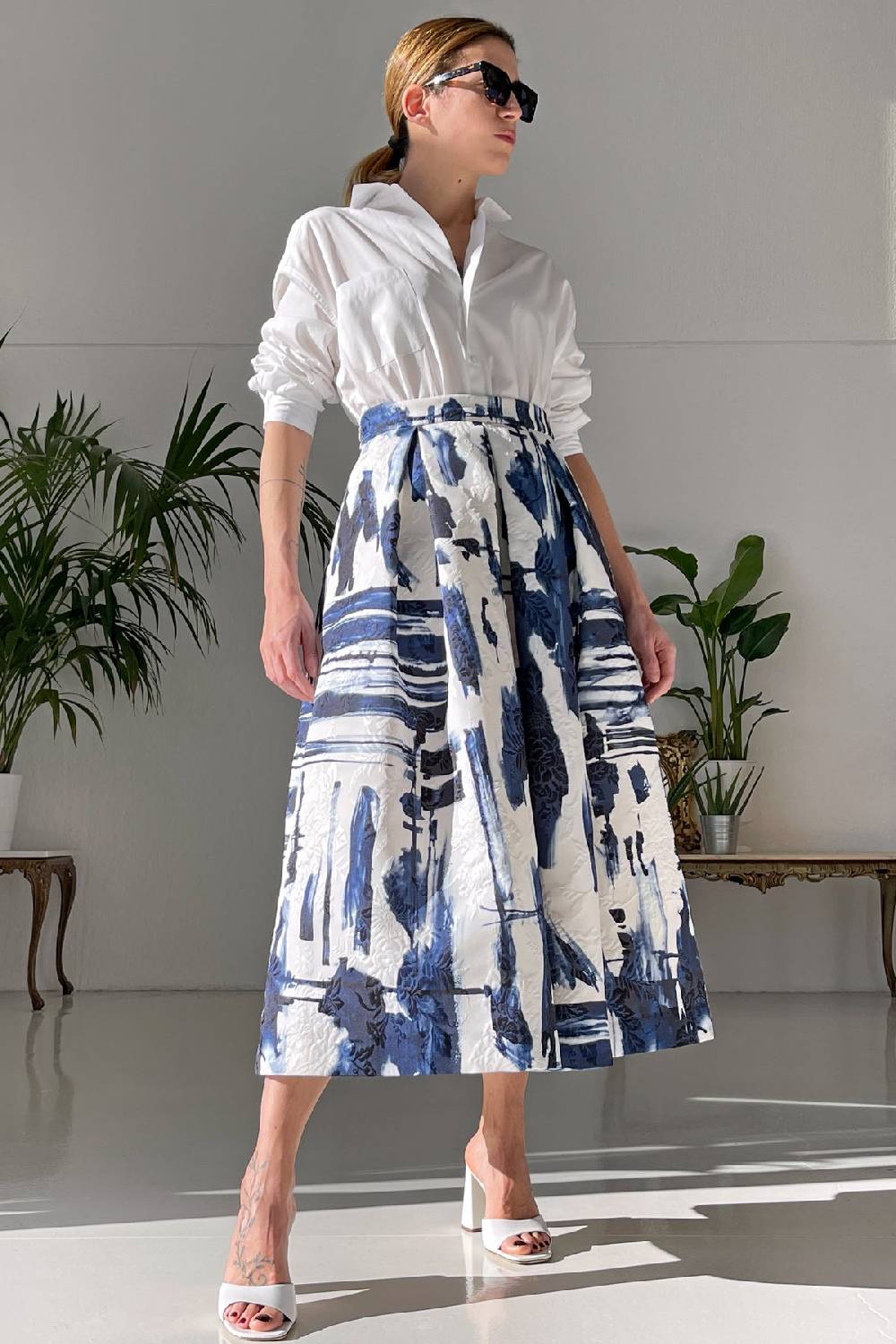 Lunatica Milano Gonna midi Abstract Blu Italy