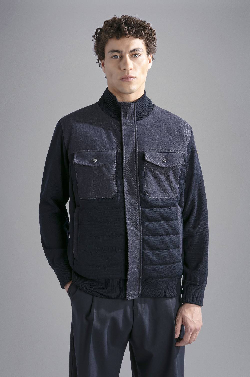 Paul & Shark Maglia Hybrid in lana e denim Paul & Shark