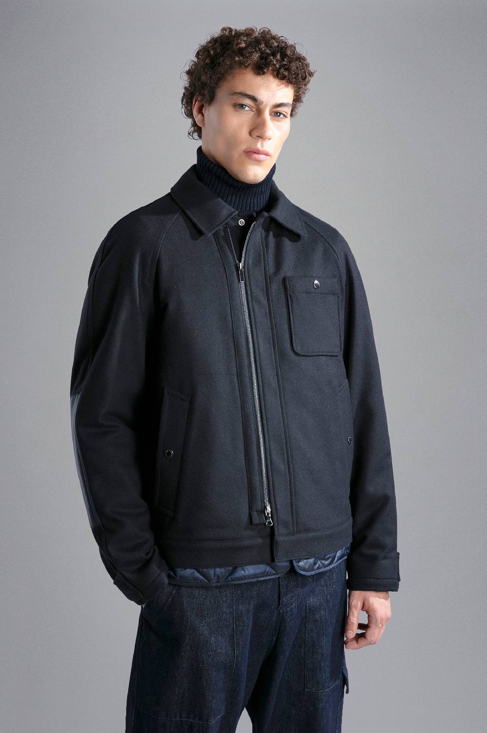 Paul & Shark Giubbotto in Re-Wool con fodera in nylon cangiante Paul & Shark