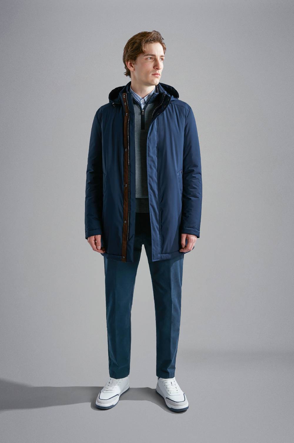 Paul & Shark Car Coat in Typhoon Platinum Paul & Shark 2025