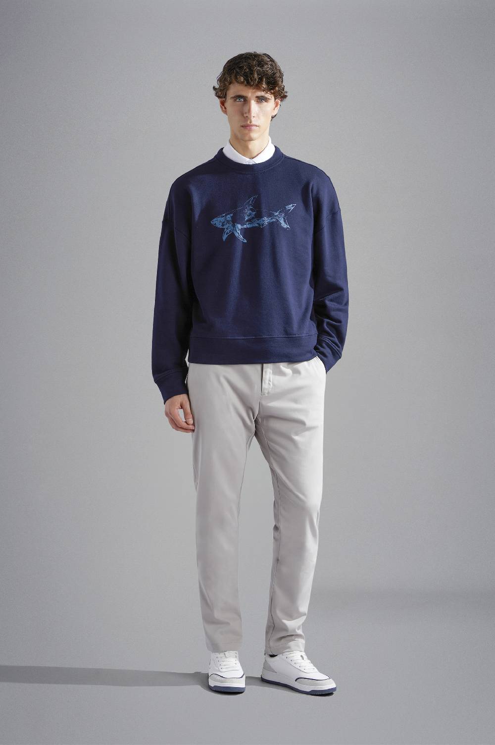 Paul & Shark Felpa in cotone Winter Fleece con stampa Paul & Shark Vendita Economica